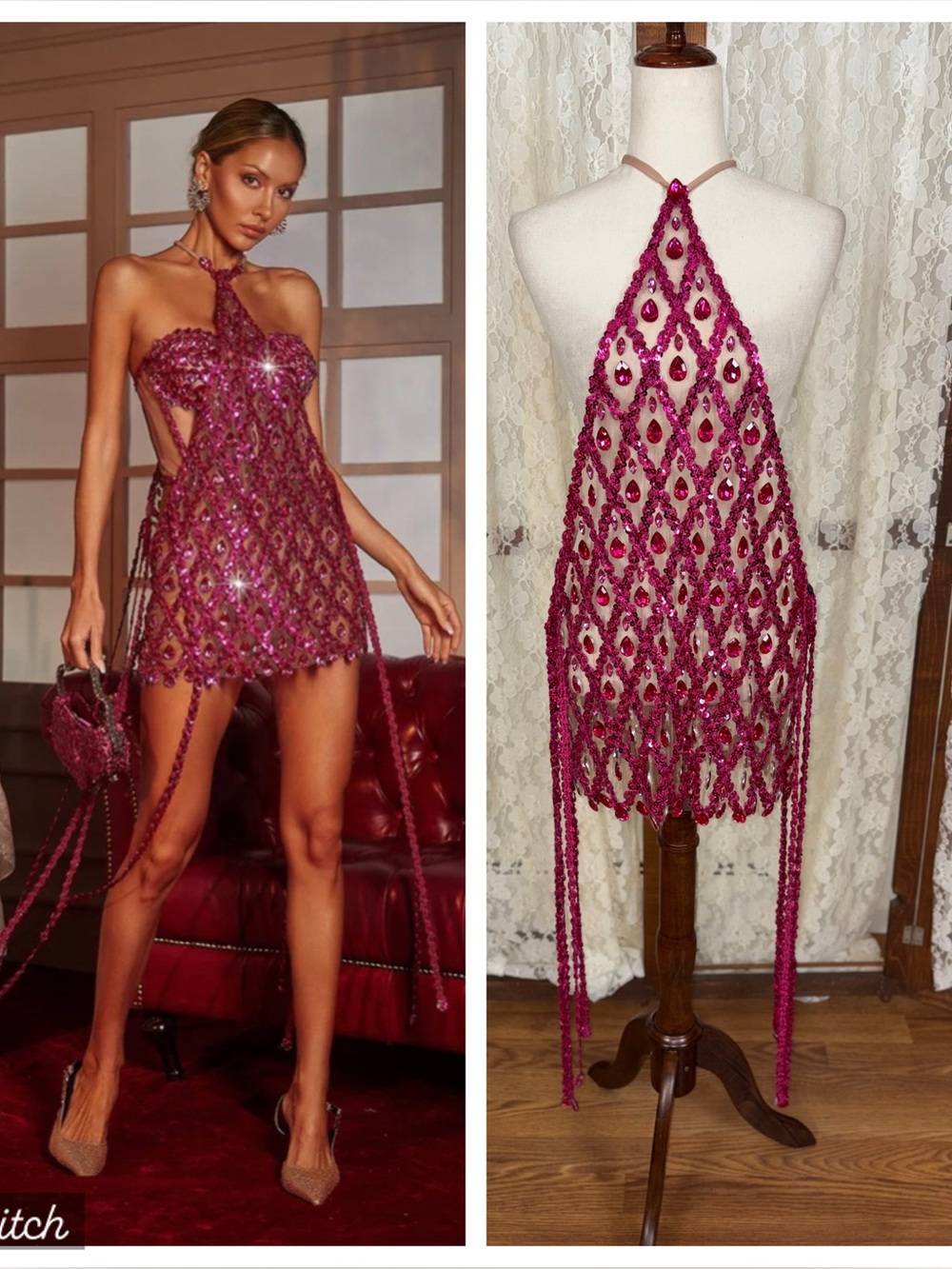 Spectacular Mew Mews Diego Rhinestone Fringed Mini Dress